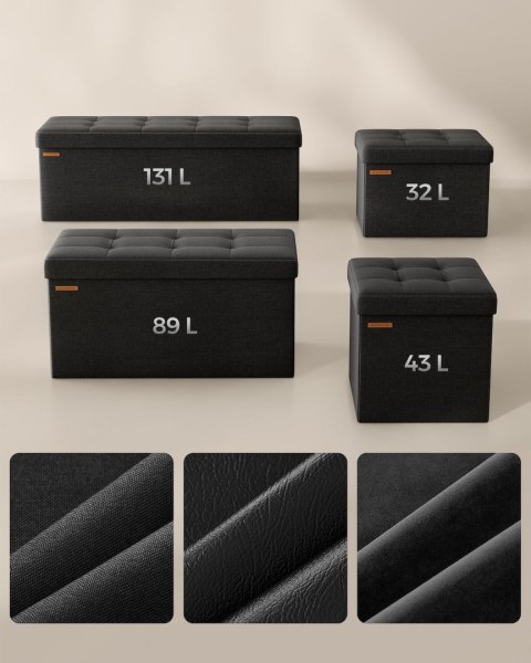 Składana pufa do przechowywania czarna