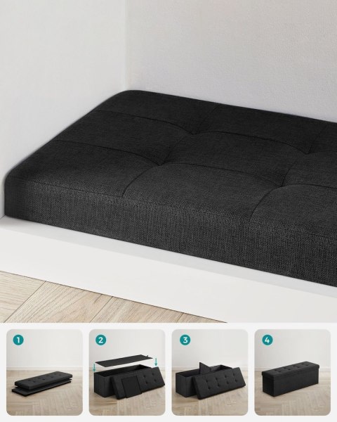 Składana pufa do przechowywania czarna