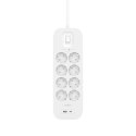 Listwa przeciwprzepięciowa SurgePlus 8x schuko 1xUSB-A 1xUSB-C 900J 2m