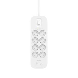 Listwa przeciwprzepięciowa SurgePlus 8x schuko 1xUSB-A 1xUSB-C 900J 2m