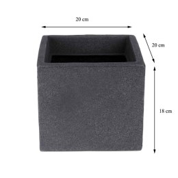 Donica ogrodowa Kubus antracyt 20x18 cm Nowoczesna, kwadratowa osłonka na kwiaty wykonana z mocnego tworzywa imitującego kamień