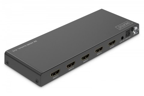 Przełącznik / Switch HDMI 4x1, 8K/60Hz (4:4:4) z HDR, 48 Gbps, HDCP 2.3, Toslink / Stereo, EDID
