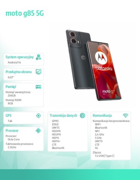 Smartfon moto g85 5G 8/256GB B2B Gadet grey