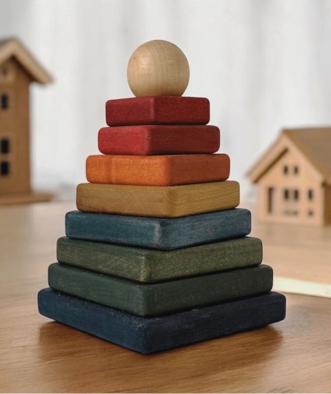 Drewniana Piramida Kwadratowa - Kolorowa