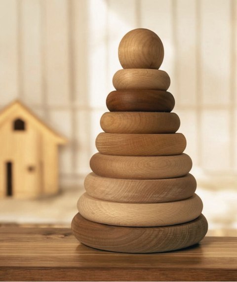 Drewniana Piramida Okrągła - Naturalna