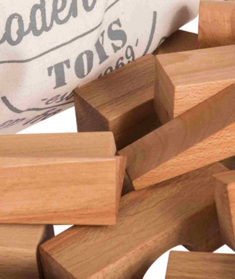 Drewniane Klocki w Worku - Naturalne, XL 50 elementów