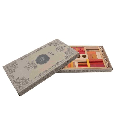 Drewniane Klocki w Skrzynce - Barwa Ciepła, 54 Elementy