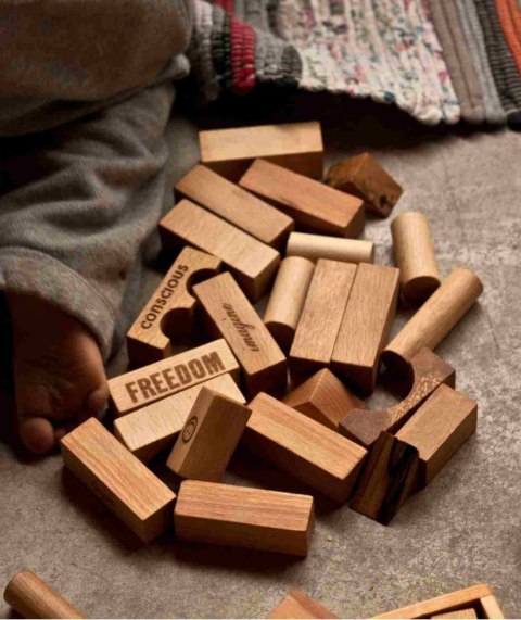 Drewniane Klocki w Skrzynce - Naturalne, 54 Elementy