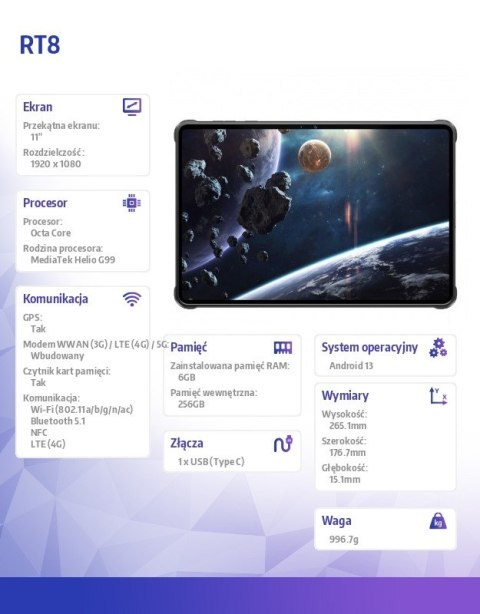 Tablet RT8 6/256GB IP69K czarny