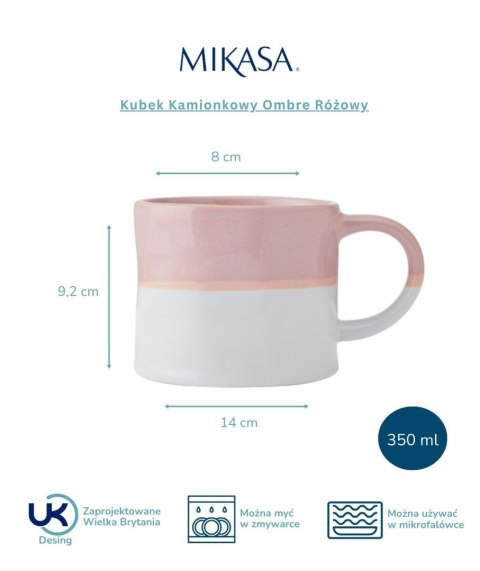 Mikasa, Kubek Kamionkowy Ombre Różowy - 350 ml