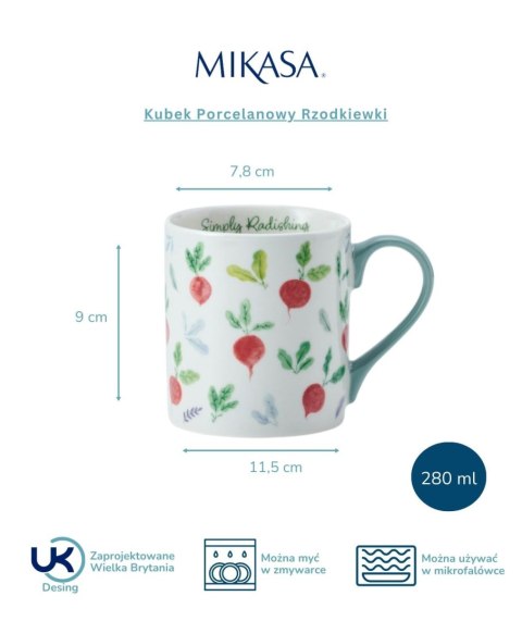 Mikasa, Kubek Porcelanowy Rzodkiewki - 280 ml