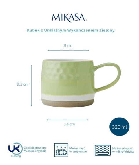 Mikasa, Kubek z Unikalnym Wykończeniem Zielony - 320 ml