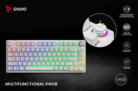 Klawiatura mechaniczna bezprzewodowa PHENIX WHITE Gateron Red Pro, ABS