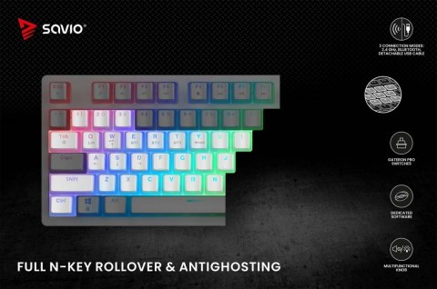 Klawiatura mechaniczna bezprzewodowa PHENIX WHITE Gateron Red Pro, Pudding