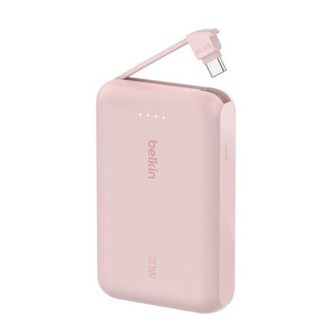 PowerBank BoostCharge 10k mAh 20w wbudowany kabel-C, port-C, różowy