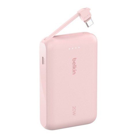 PowerBank BoostCharge 10k mAh 20w wbudowany kabel-C, port-C, różowy