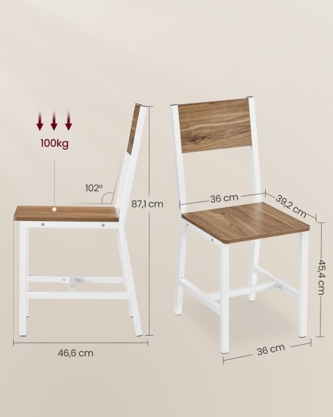 Brązowo-białe krzesła do jadalni zestaw 2 szt.