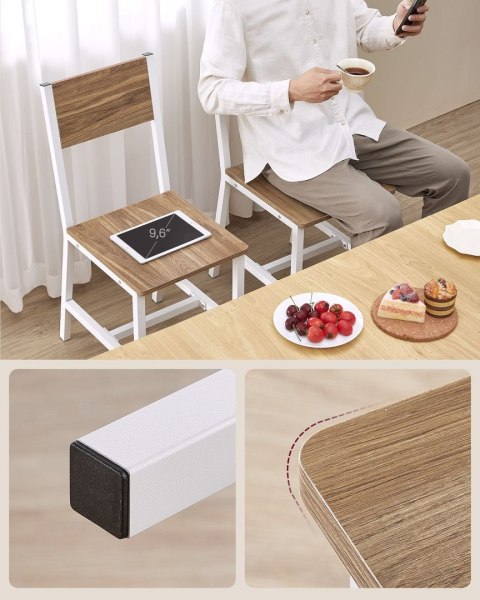 Brązowo-białe krzesła do jadalni zestaw 2 szt.