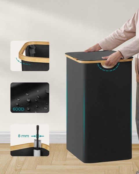 Czarny kosz na pranie 2 przegrody