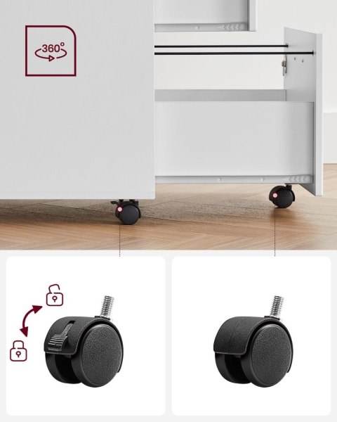 Biały kontener z 2 szufladami na zamek