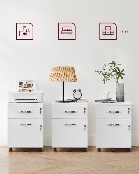 Biały kontener z 2 szufladami na zamek