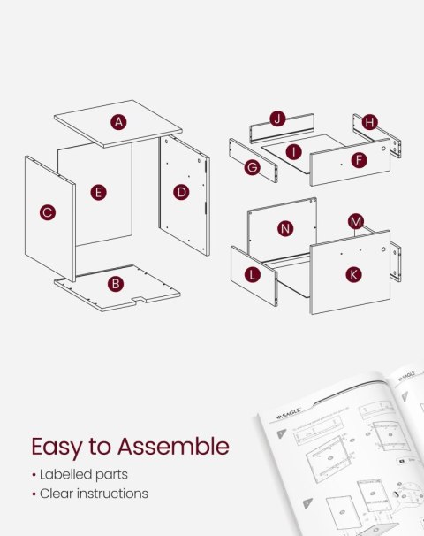 Biały kontener z 2 szufladami na zamek