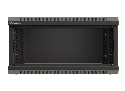 Szafa instalacyjna rack wisząca 19" 4U 540x350 czarna drzwi przeszklone ( flat pack)
