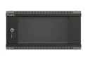 Szafa instalacyjna rack wisząca 19" 4U 540x350 czarna drzwi przeszklone ( flat pack)