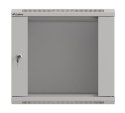Szafa instalacyjna rack wisząca 19" 9U 540x350 szara drzwi przeszklone ( flat pack)