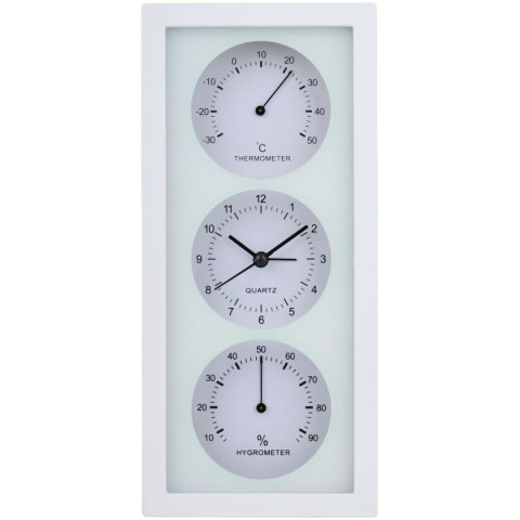 ZEGAR BUDZIK TERMOMETR HIGROMETR 26X5x12CM ARTICASA BIAŁY