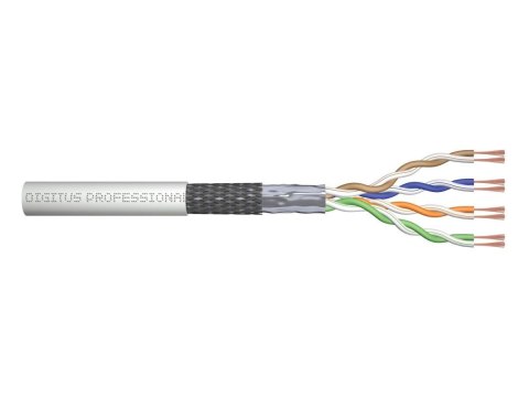 Kabel patchcordowy, linka kat.5e, SF/UTP, AWG 26/7, PVC, 100m, karton, szary