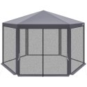 PAWILON OGRODOWY SZEŚCIOKĄTNY 2x2x2x2.5M Z MOSKITIERĄ SZARY