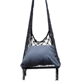 HAMAK AŻUROWY FOTEL WISZĄCY BOCIANIE GNIAZDO 60x60x115CM Z PODUSZKĄ CIEMNO SZARY