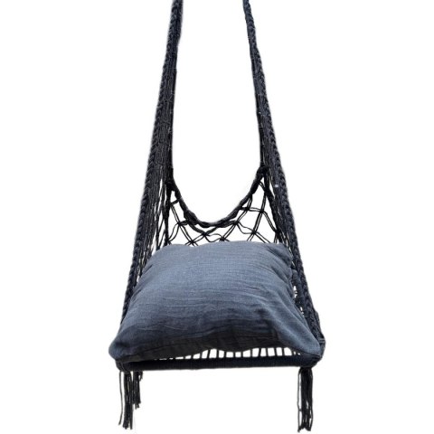 HAMAK AŻUROWY FOTEL WISZĄCY BOCIANIE GNIAZDO 60x60x115CM Z PODUSZKĄ CIEMNO SZARY