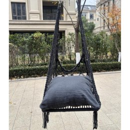 HAMAK AŻUROWY FOTEL WISZĄCY BOCIANIE GNIAZDO 60x60x115CM Z PODUSZKĄ CIEMNO SZARY