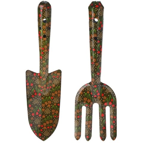 Narzędzia ogrodnicze zielone w kwiaty