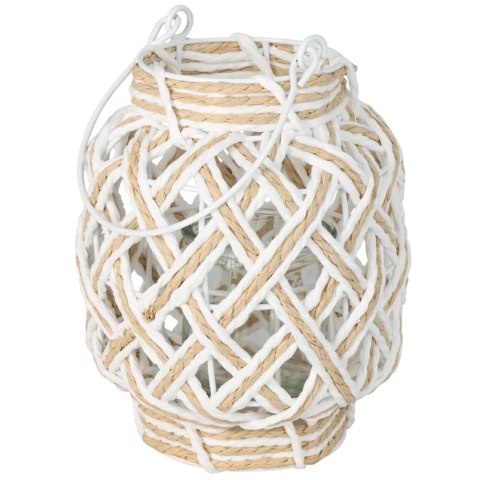 Pleciony lampion ze szklanym wkładem 16xh20 cm