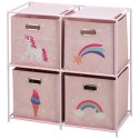 Regał na zabawki z 4 pojemnikami Jednorożec
