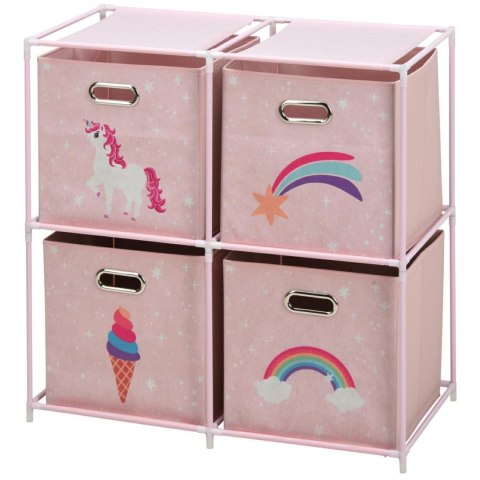 Regał na zabawki z 4 pojemnikami Jednorożec