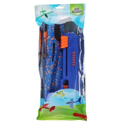 SAMOLOT STYROPIANOWY Z WYRZUTNIĄ 32x34CM NIEBIESKI