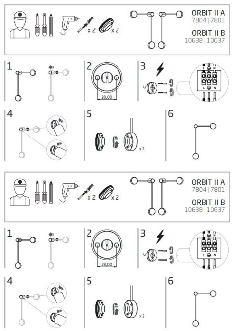 Kinkiet ORBIT L Czarny 2xGX53