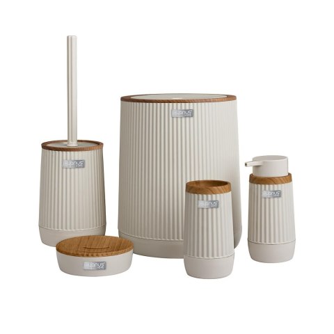 Zestaw łazienkowy 5 el Nida beż drewno