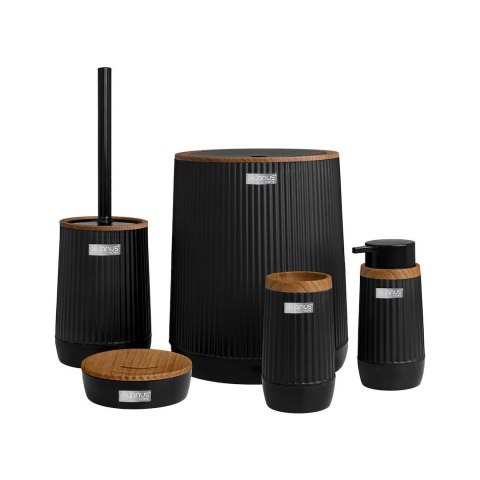Zestaw łazienkowy 5 el Nida czarny drewno