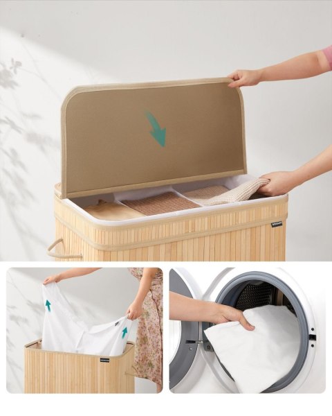 Bambusowy kosz na pranie z pokrywą 150 L