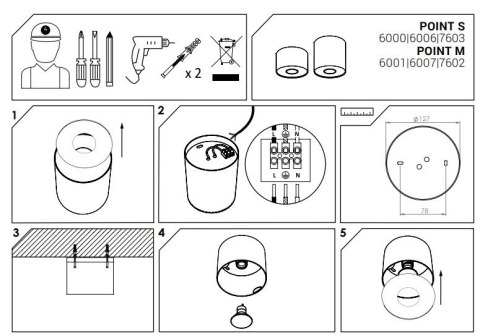 Lampa Sufitowa POINT S Biały 1xGU10 IP20