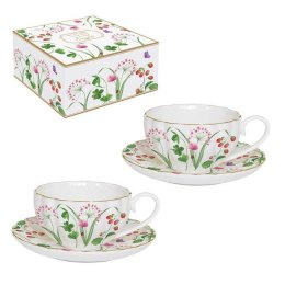 Polne Kwiaty - Zestaw Filiżanek ze Spodkiem Porcelanowych w Ozdobnym Pudełku 100 ml