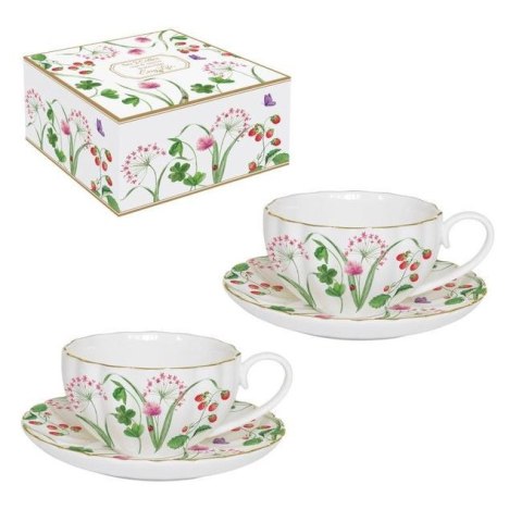 Polne Kwiaty - Zestaw Filiżanek ze Spodkiem Porcelanowych w Ozdobnym Pudełku 100 ml