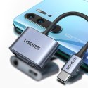 Adapter przejściówka audio USB-C - USB-C + mini jack 3.5mm - szary