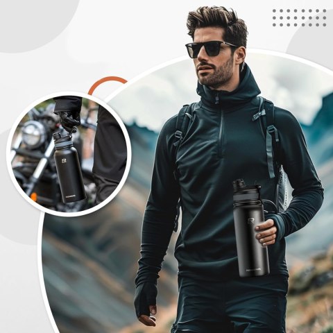 Bidon rowerowy butelka termiczna na napoje stal nierdzewna 530ml - czarny