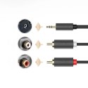 Kabel przewód audio 3.5mm minijack (męski) - 2RCA (męski) 3m - szary